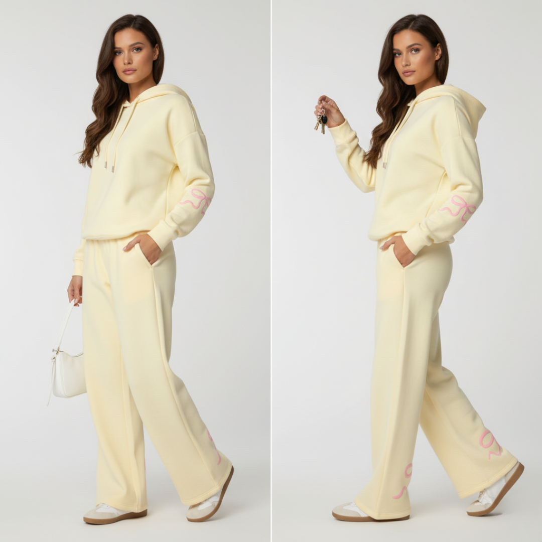 Luna™ Ribbon Tracksuit – kobiecy dres wide leg z kokardami