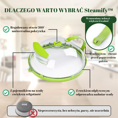 Dlaczego warto wybrać Steamify™ z Inicala.pl – wzmocniony uchwyt, pojemnik na wodę i odpływowy rowek gwarantują bezpieczeństwo i trwałość przy każdym użyciu