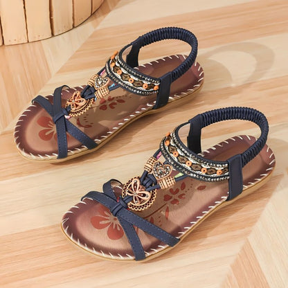 Lunabella™ – Boho Vlinder Sandalen met Comfortzool in de kleur Indigo Skies van Inicala.nl, met elegante vlinderdetails, sierband en zachte zool – perfect voor een modieuze en comfortabele zomerlook.