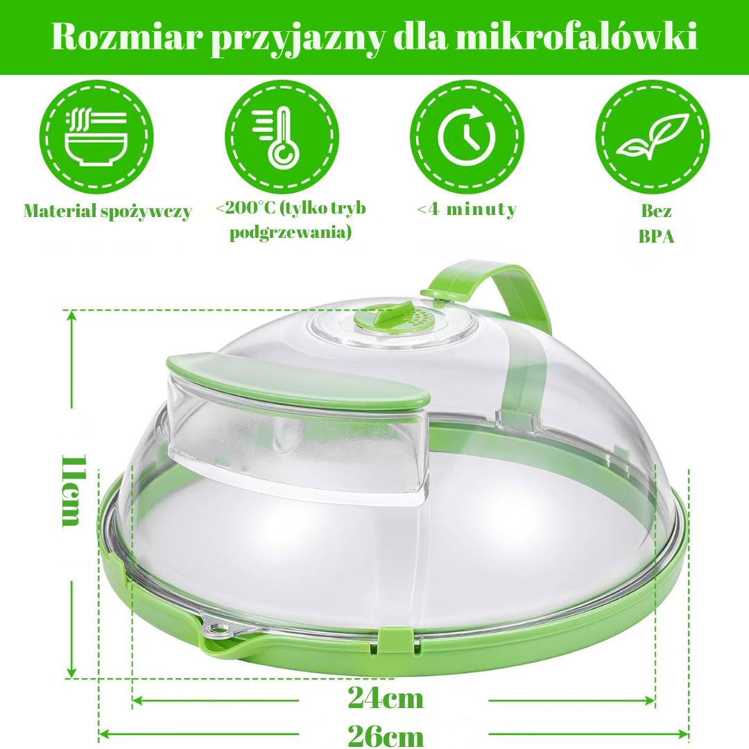 Pokrywka Steamify™ z Inicala.pl – bezpieczna dla żywności, odporna na wysokie temperatury, idealna do mikrofalówki i zamrażarki, wolna od BPA