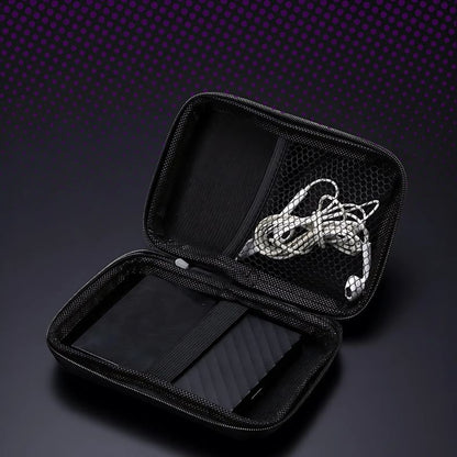 Stevige opbergcase van Inicala.nl met elastisch vak en netvak voor veilig opbergen van je PixelPlay™ Legends, oortjes en accessoires – ideaal voor onderweg of thuisgebruik.