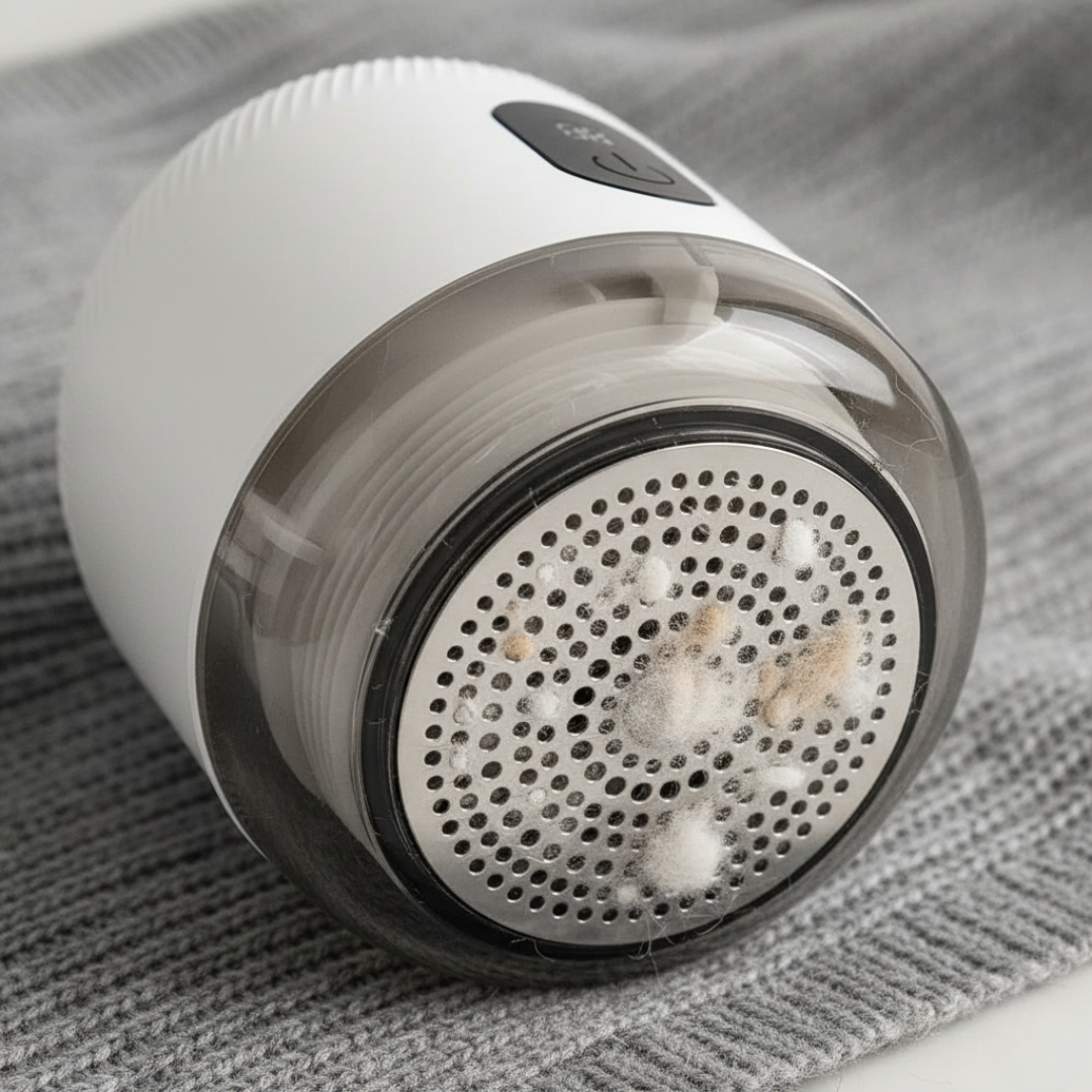 Zbliżenie na głowicę Fuzora™ z Inicala.pl – skuteczne usuwanie kłaczków z materiału w kilka sekund